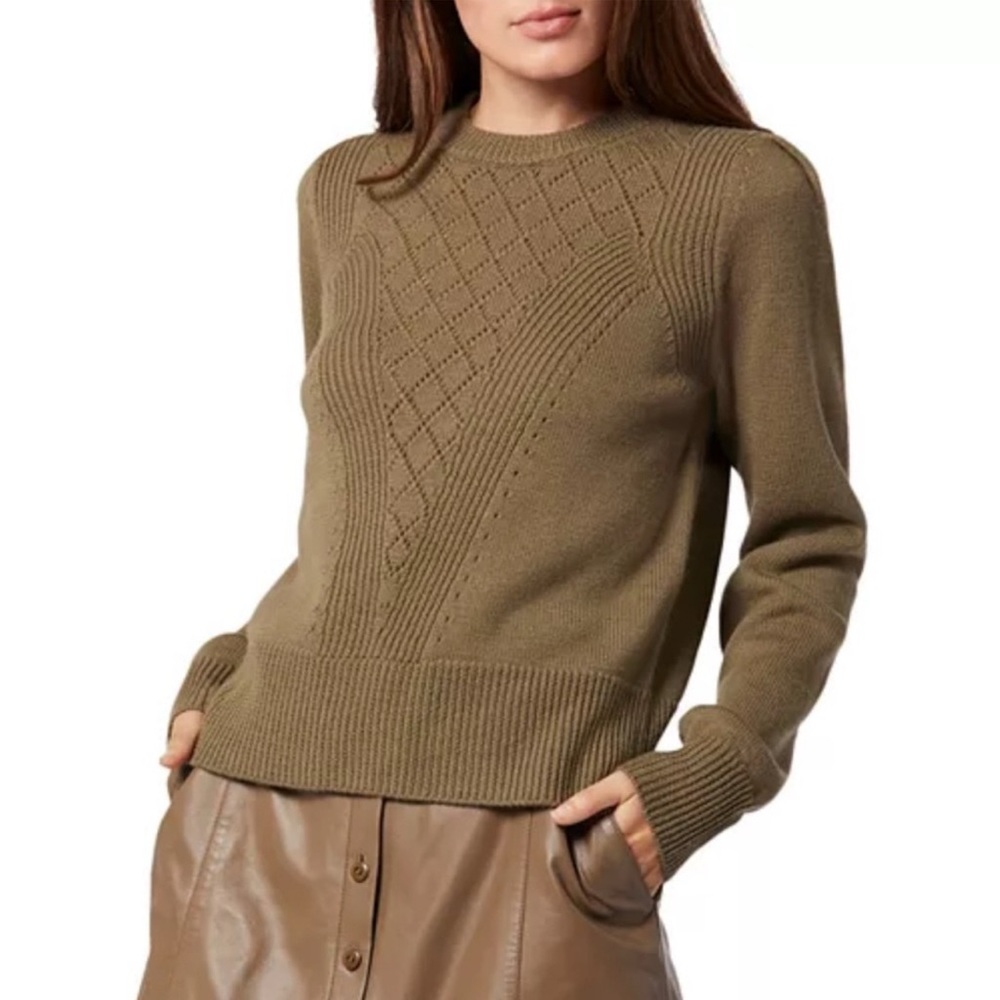 Joie Iena Pointelle Knit Sweater in Stone Grey, Size XS NEW w/Tag $328
